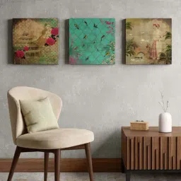 India Circus Brown & Blue Canvas Magnate Nirvana Wall Art - Set of 3-picture-10