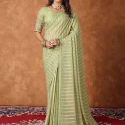 Dori Striped Beads and Stones Saree image 5