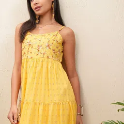 Vishudh Embroidered Fit & Flare Midi Dress image 1