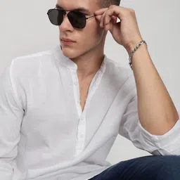 SHOWOFF Comfort Mandarin Collar Cotton Shirt-picture-11