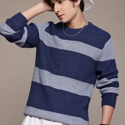 The Roadster Lifestyle Co. Ribbed Striped Sweater-image-63