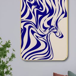 SAF Beige & Blue Abstract Printed Wooden Wall Art-image-81