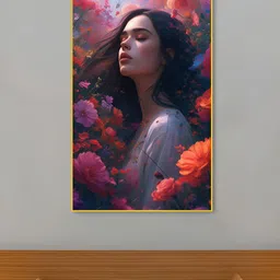 nestroots Blue & Orange Serenity in Vibrant Flower Field Canvas Wall Art-image-19