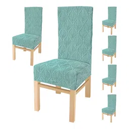 Yellow Weaves Blue 6 Pieces Textured Jacquard Stretchable Chair Covers-picture-41