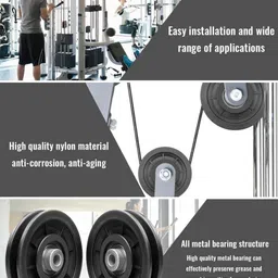 Exercise Machine Attachments Gym Pulley 4 Inch with Inbuilt Bush and Bearing (Black) Pack of 8, Nylon, 8 Pieces, Suitable for All Types of gym equipments (8) image 3