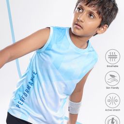 Pine Active Skin Friendly & Breathable Sleeveless Text Print T-shirt - Light Blue-picture-15