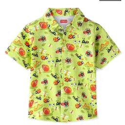 Babyhug 100% Cotton Knit Half Sleeves Shirt Ants Print - Green-picture-36