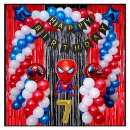 Surprise Decor 7th Happy Birthday Decoration Items Spider Theme Combo Pack of 57 Pcs for Boys, Girls, Kids Spider Theme Birthday Party Decorations, Spider Balloons For Birthday Decorations-picture-19