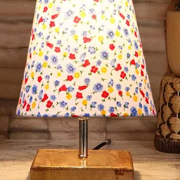 Devansh Cotton Square Natural Wood Table Lamp - Multicolor-picture-21