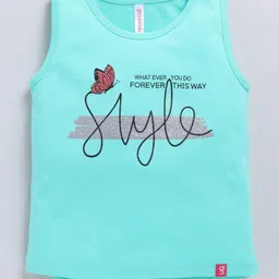 giniekids Cotton Blend Sleeveless Style Text Printed Vest - Aqua Blue-picture-26