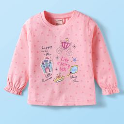 CUCUMBER Sinker Knit Full Sleeves T-Shirt with Fairy Tale Text Print - Pink-picture-6