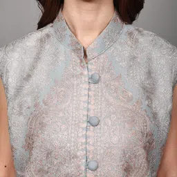 Exotic India Women Floral Woollen Tailored Jacket with Embroidered image 5