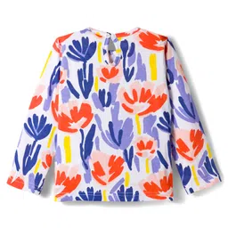 Babyhug Cotton Knit Full Sleeves Frock & Inner T-Shirt With Floral Print - Wine & White image 3