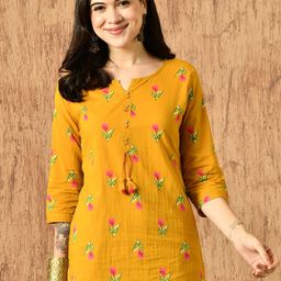 Anouk Rustic Ethnic Motifs Printed Notch Neck Pure Cotton Straight Kurti-picture-34