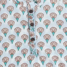 The Magic Wand Cotton Woven Full Sleeves Floral Motif Printed Kurta & Dhoti Set - Green image 5