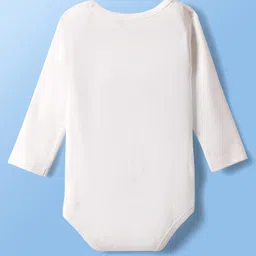 kookie kids india Kookie Kids Interlock Knit Full Sleeves Leaf Printed Onesies Pack of 3 - White Yellow & Green image 5