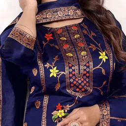 SWORNY FASHION Floral Embroidered Regular Kurta With Trousers & Dupatta image 3