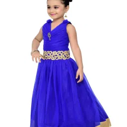 AJ Dezines Kids Blue Zari Work Gown image 3
