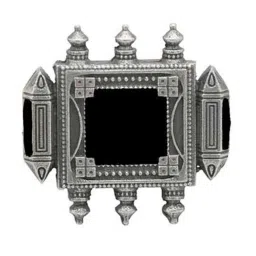 Teejh Meena Black Enamel Silver Oxidized Ring image 3