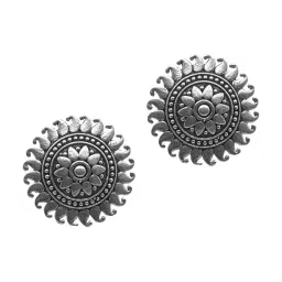 Teejh Reva Circle Silver Oxidized Stud Earrings image 3