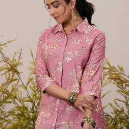 Libas Pink Printed Straight Short Kurti image 2