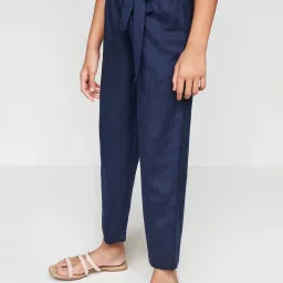 Global Desi Girl Navy Solid Trousers image 3