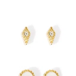 Accessorize London Golden Stud Earrings - Set of 3 image 3