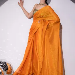 Swtantra Yellow Chiffon Saree image 3