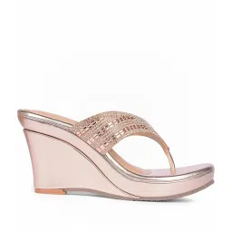 Bata Women's MIA Rose Gold Thong Wedges image 2