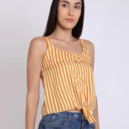 Chimpanzee Mustard & Yellow Striped Crop Top image 3