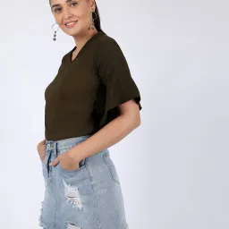 chimpaaanzee Chimpanzee Dark Olive Regular Fit Top image 3