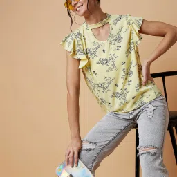 chimpaaanzee Chimpanzee Yellow Floral Print Top image 3