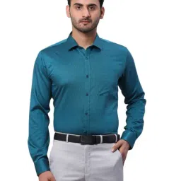 Park Avenue Blue Slim Fit Texture Shirt-picture-29