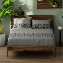 Bianca Organica Dark Grey 180 TC Cotton King Bedsheet with 2 Pillow Covers-picture-5