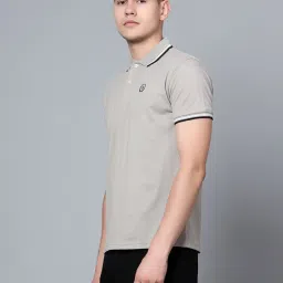 Cantabil Grey Cotton Regular Fit Polo T-Shirt image 3