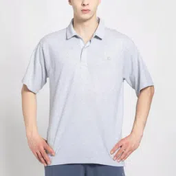 Adidas Originals Grey Cotton Loose Fit Texture Polo T-Shirt-picture-27