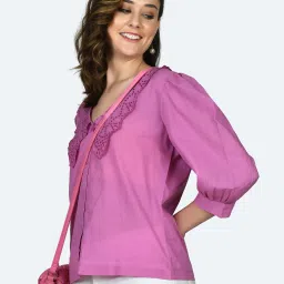 Zink London Pink Cotton Regular Fit Top image 3