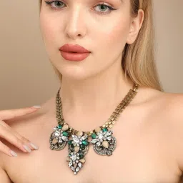 Sohi Multicolour Designer Statement Stones Necklace image 2