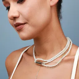 Sohi Gold Designer Statement Short Necklace image 2