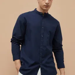 Fame Forever By Lifestyle Navy Cotton Smart Fit Shirt-picture-32