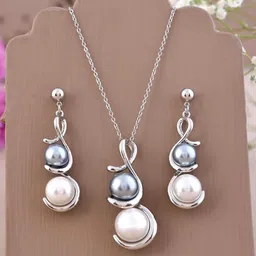 Richlook Stainless Steel Silver-Plated Pearls Beaded Jewellery Set-picture-19