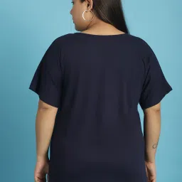 theRebelinme Navy Cotton Plus Size T-Shirt image 2