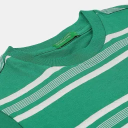 United Colors of Benetton Kids Green Cotton Striped T-Shirt image 3