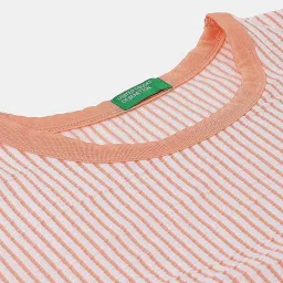 United Colors of Benetton Kids White & Orange Striped Top image 3
