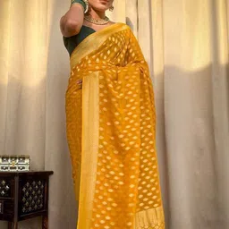 Jhumki creation Ethnic Motifs Woven Design Banarasi Saree With Blouse Piece image 3