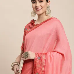Mitera Pink Solid Saree-picture-16