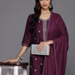 Gerua By Libas Women Ethnic Motifs Embroidered Regular Sequinned Kurta with Trousers  With Dupatta-picture-29