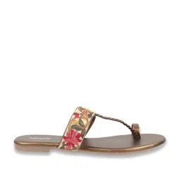 Mochi Women's Antique Gold Toe Ring Sandals image 2