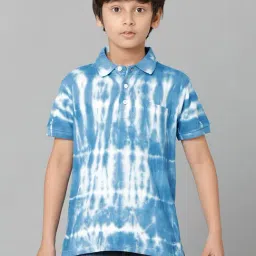 Under Fourteen Only Kids Blue Tie-Dye Polo T-Shirt-picture-31