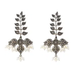 Teejh Ethnic Aarini Silver Oxidized Dangler Earrings image 3